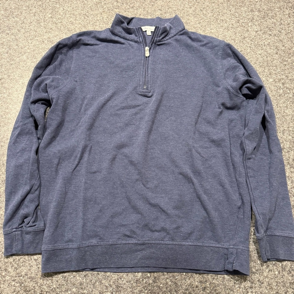Peter Millar Men's Blue Comfort Interlock Quarter Zip Pullover